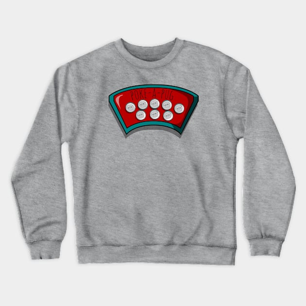 Poke-A-Pug Whack-A-Mole Game Crewneck Sweatshirt by Fun Funky Designs